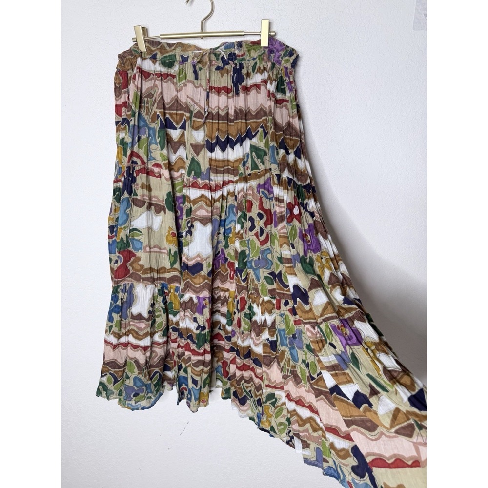 Vintage‎ Patchwork Maxi Skirt Womens M Draw Waist Boho Hippie  Festival